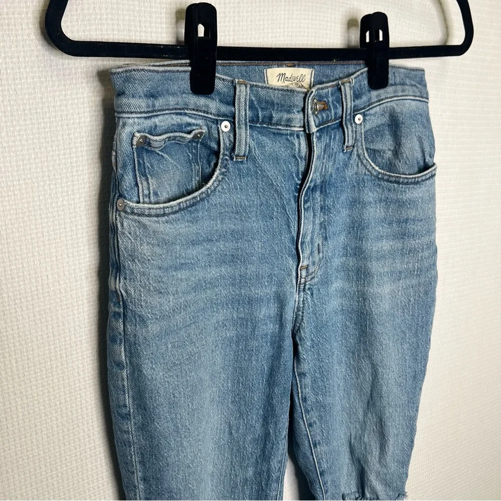 Madewell | Blue Ankle Cropped Jeans‎ with Frayed Hem 25 Boyfriend
